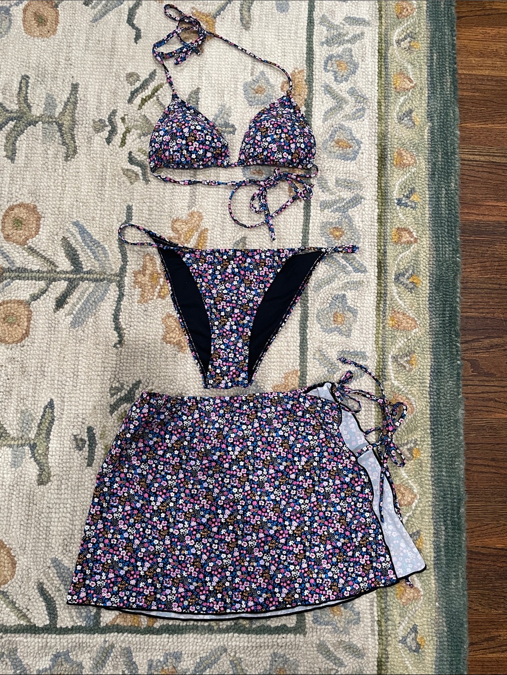 Cabana del Sol 3 piece Bikini set Multicolor Floral